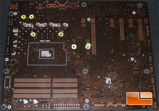 Backside of board shown with airflow holes (gold holes)