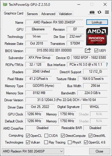 Rx 580 8g online xfx