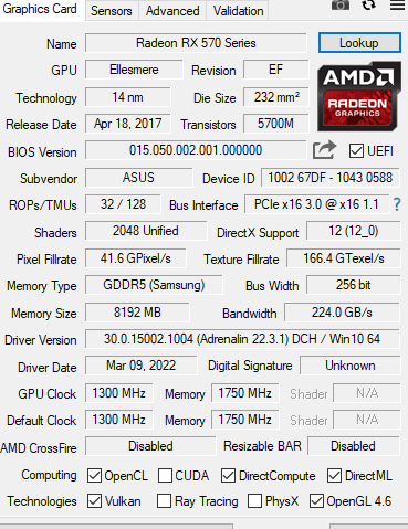 Need help with Original BIOS for ASUS AMD Radeon RX 570 8GB 256bit