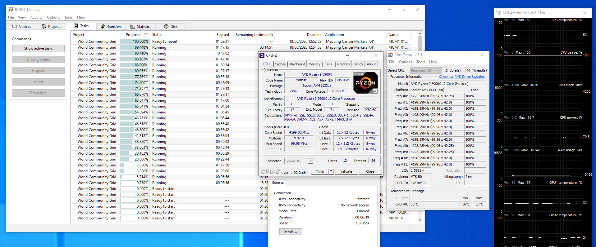 11-05-20 3900X Vcore Test - 1.00v After bios update 1201.PNG