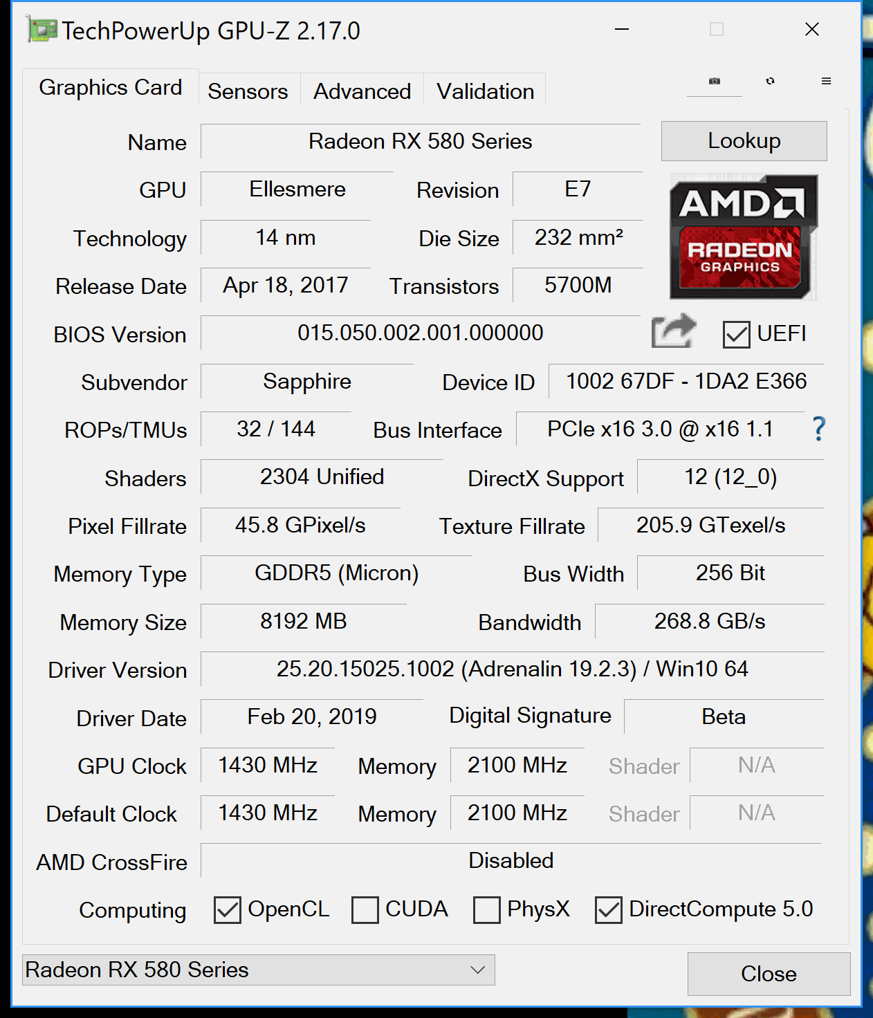 Sapphire Nitro Special Edition Rx 580 Correct Bios Techpowerup Forums