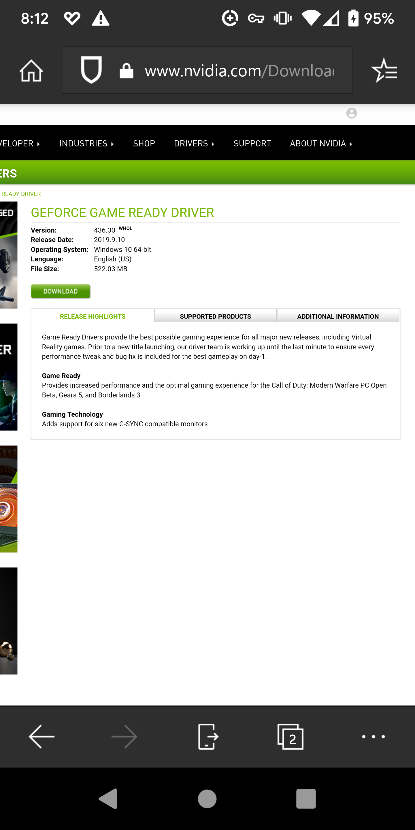 Nvidia driver best sale 436.30 download