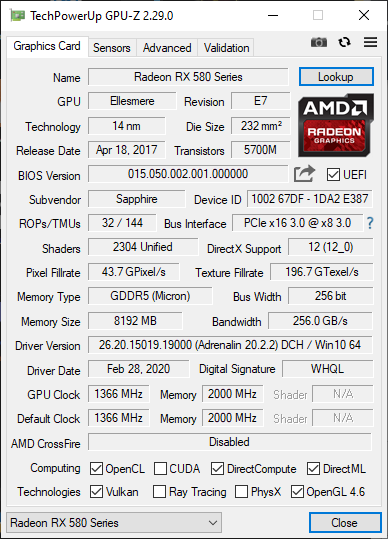 Trying to find ROM for Sapphire pulse RX580 | TechPowerUp Forums