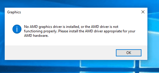 No amd graphics best sale driver is installed 2020