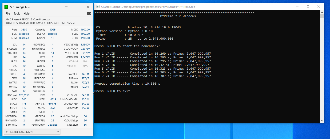 PYPrime 2.x free Memory benchmark. let's see those daily Memory OC ...