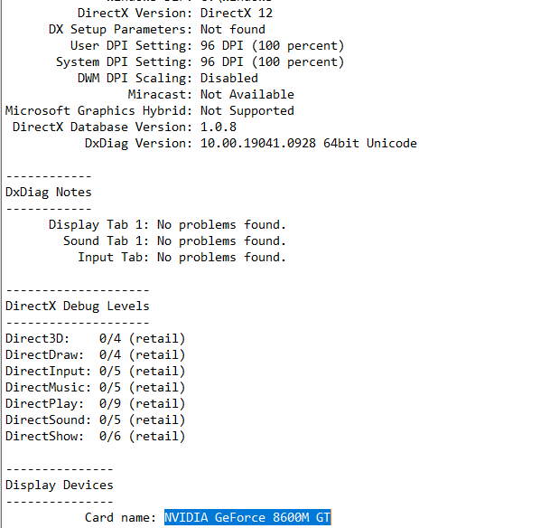 Identifying the DirectX Feature Level your graphics card supports