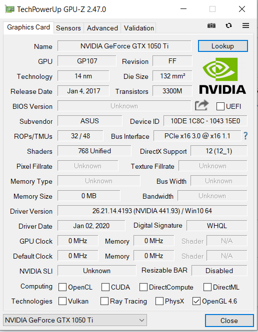 NVIDIA GeForce GTX 1050 Ti Video TDR Failure Error TechPowerUp