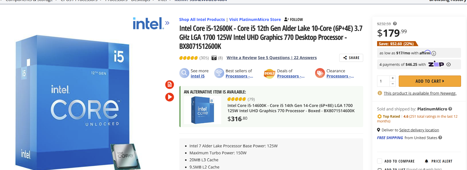 Intel Core™ i3-13100 Processor, 3.4GHz w/ 4 Cores / 8 Threads
