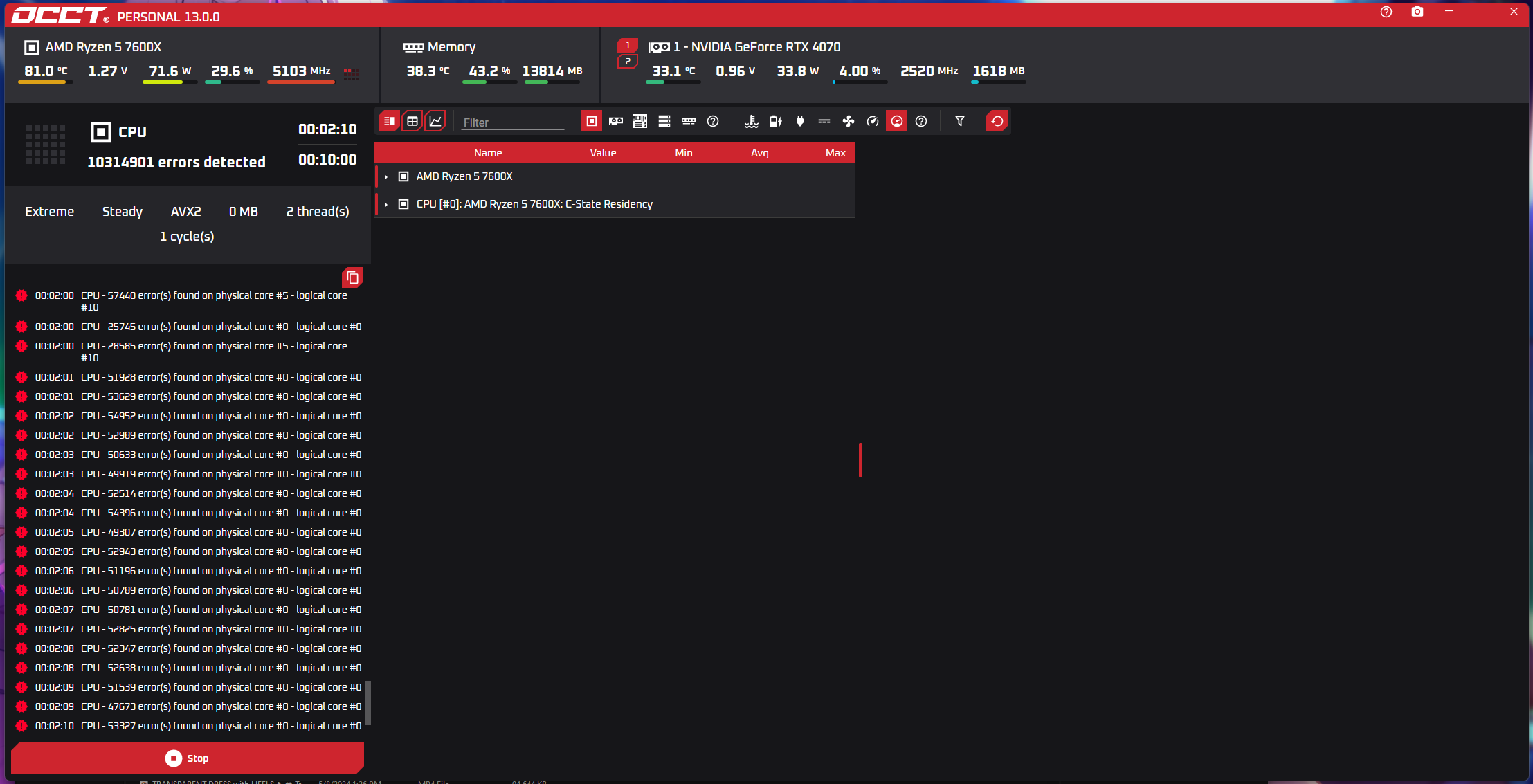 Mickey: my CPU makes a bunch of OCCT errors on the line. [​IMG]