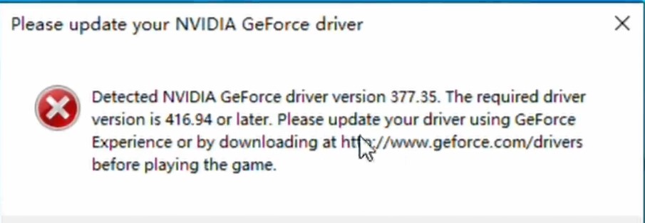 Please update your nvidia geforce driver hot sale