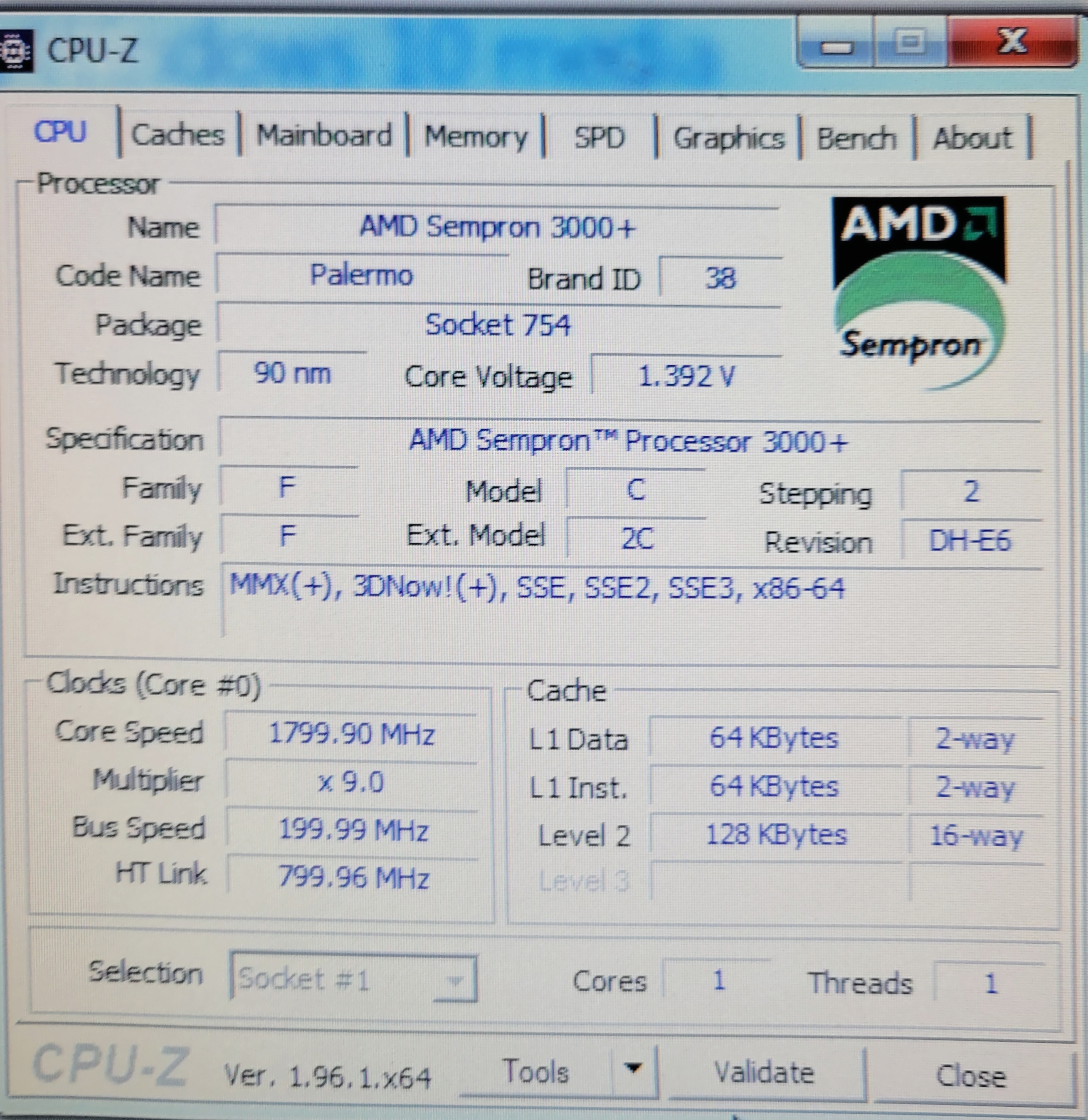 Does an AMD Sempron 3000 Support Compare exchange 128 Page 2