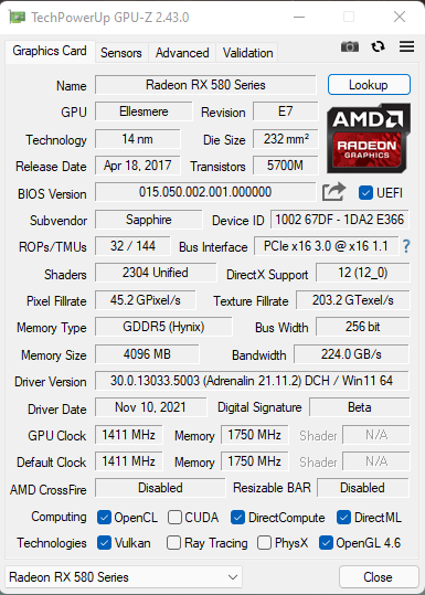 Rx 580 best sale nitro sapphire 4gb