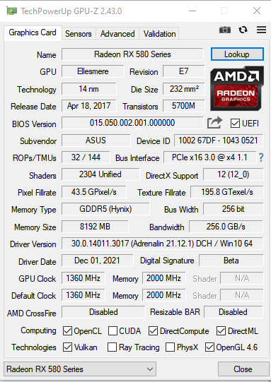 Suspected Asus Dual RX580-O8G with not having the "GOP" fix enabled | Forums
