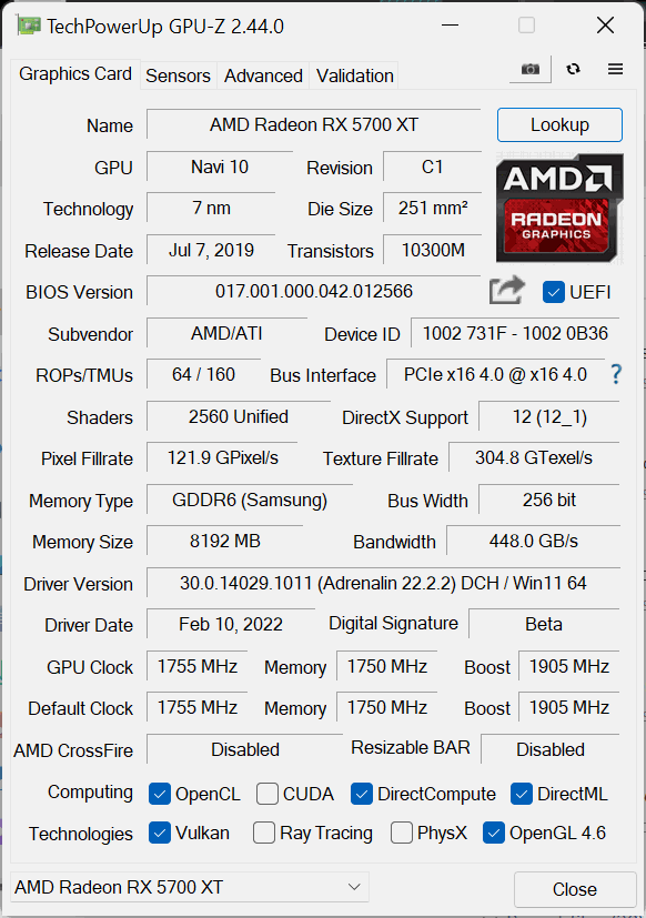 5700 xt best sale mining driver