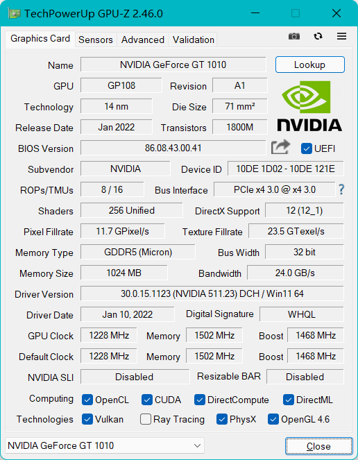 Gt best sale 1010 nvidia