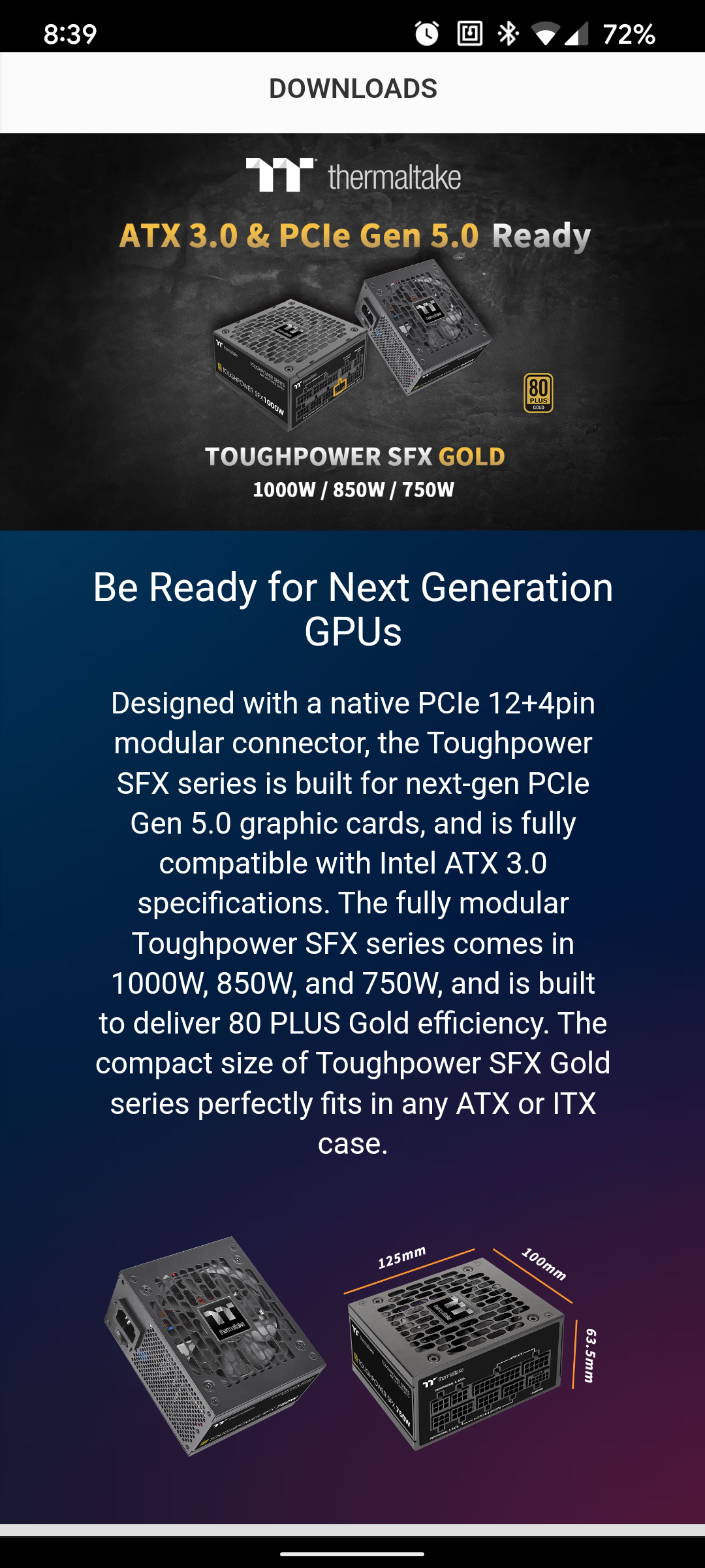 Thermaltake Toughpower SFX, jusqu'à du 1KW en ATX 3.0 et PCIe 5.0 - GinjFo