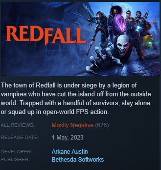 Redfall Launches To Mostly Negative Steam Reviews