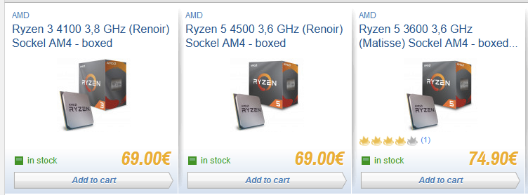 AMD Ryzen 5 4500 3,6 GHz (Renoir) Sockel AM4 - boxed