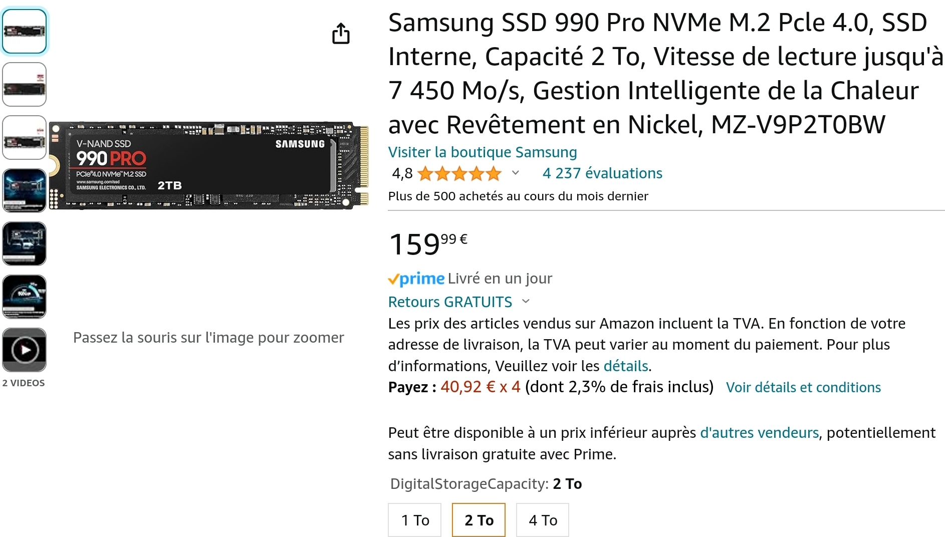 Samsung 860 EVO M.2 500Go à 89.9€ - Generation Net