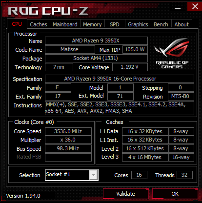 3950x best sale cpu z