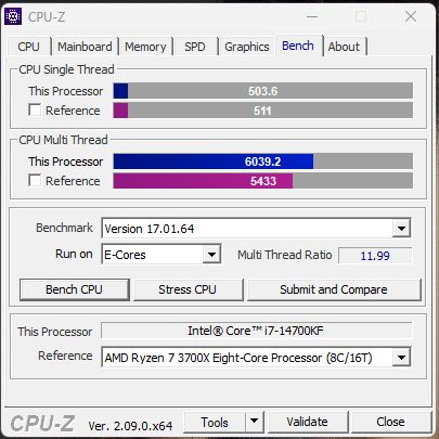 Ryzen 7 3700x cpu z online benchmark