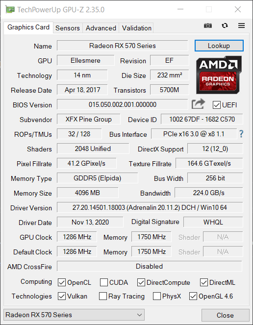 Original STOCK bios for XFX AMD Radeon RX 570 RS XXX Edition 4GB