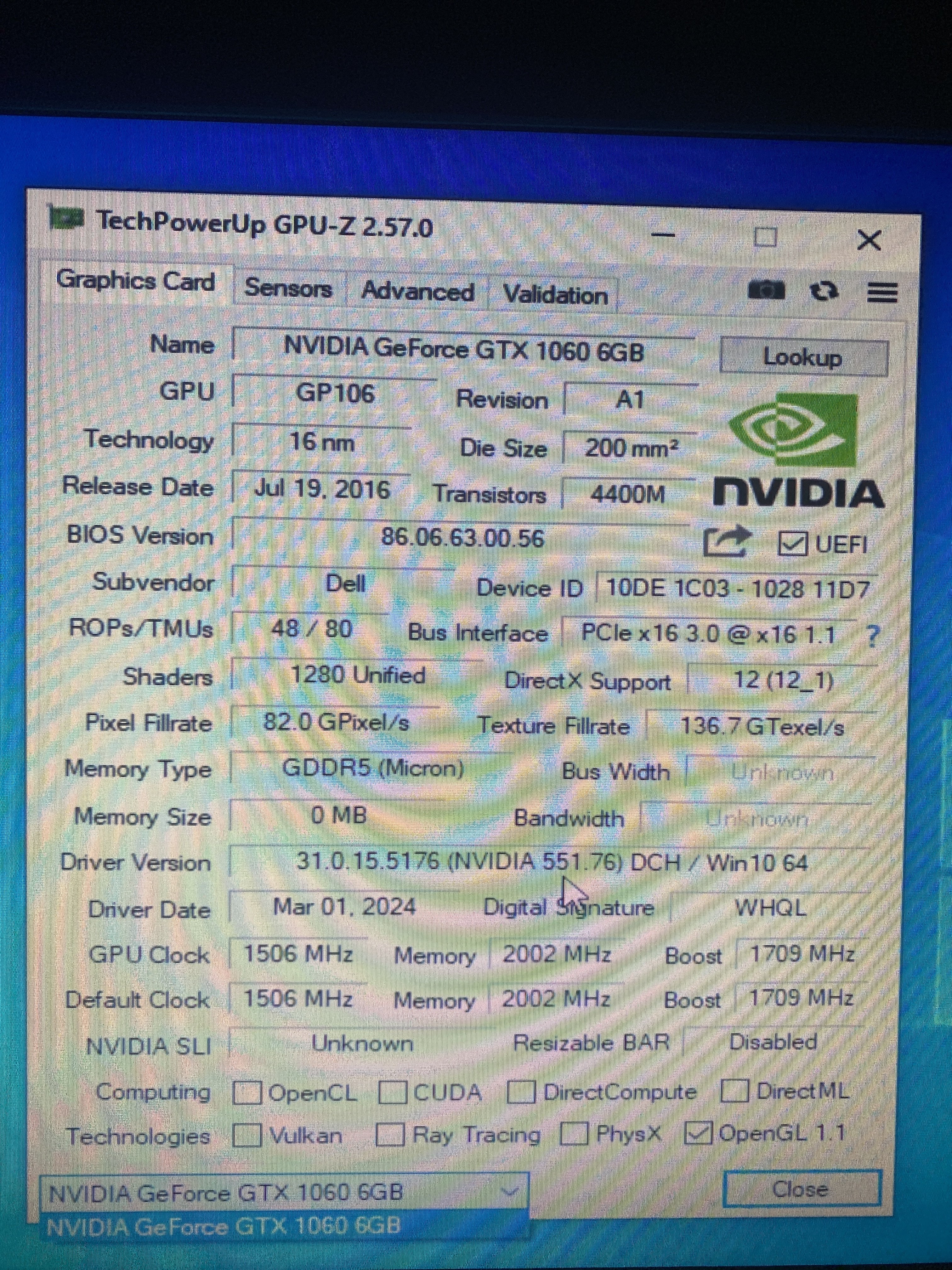 Geforce gtx 1060 6gb driver shops windows 10