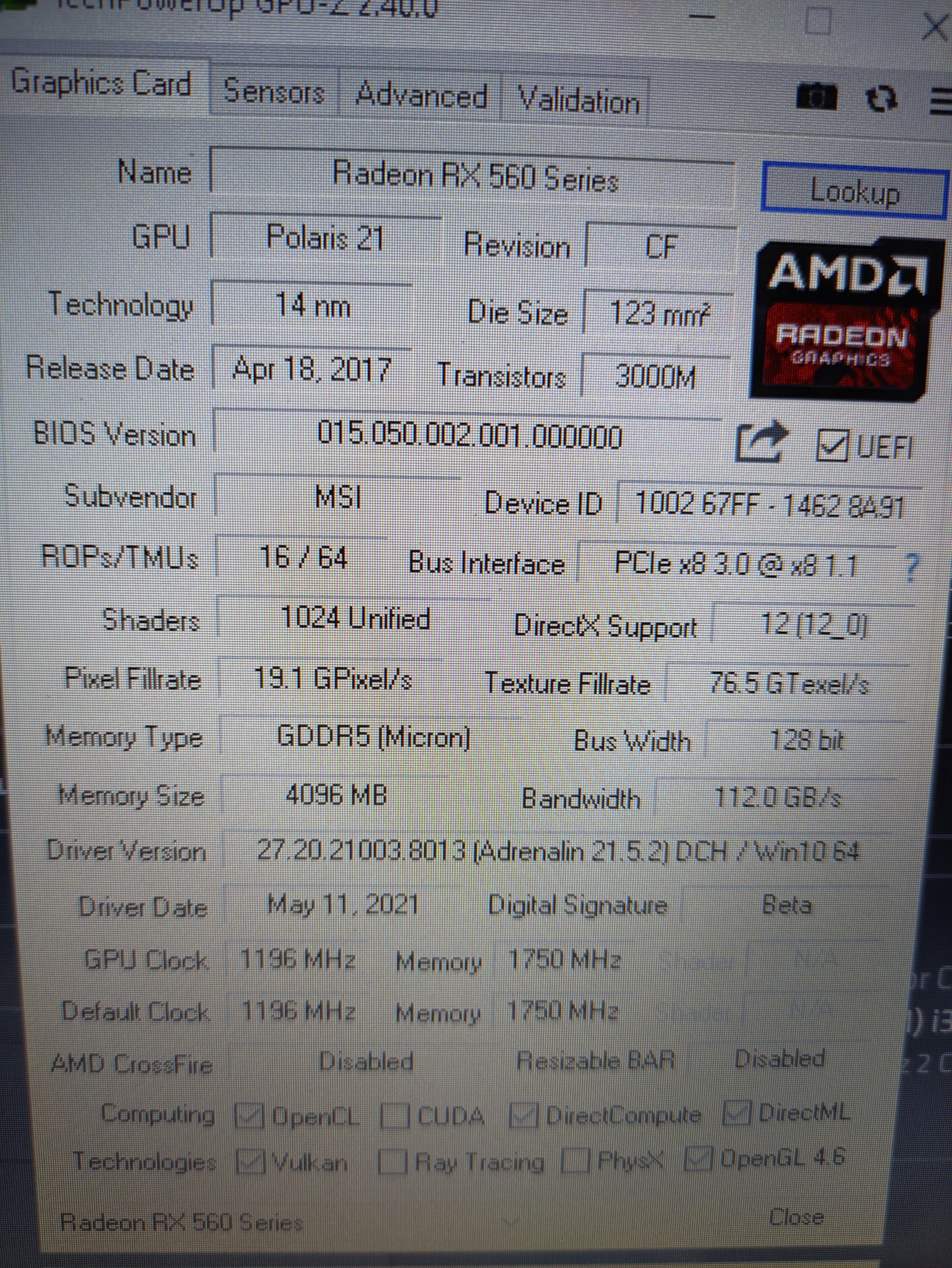 Rx 560 best sale gpu z