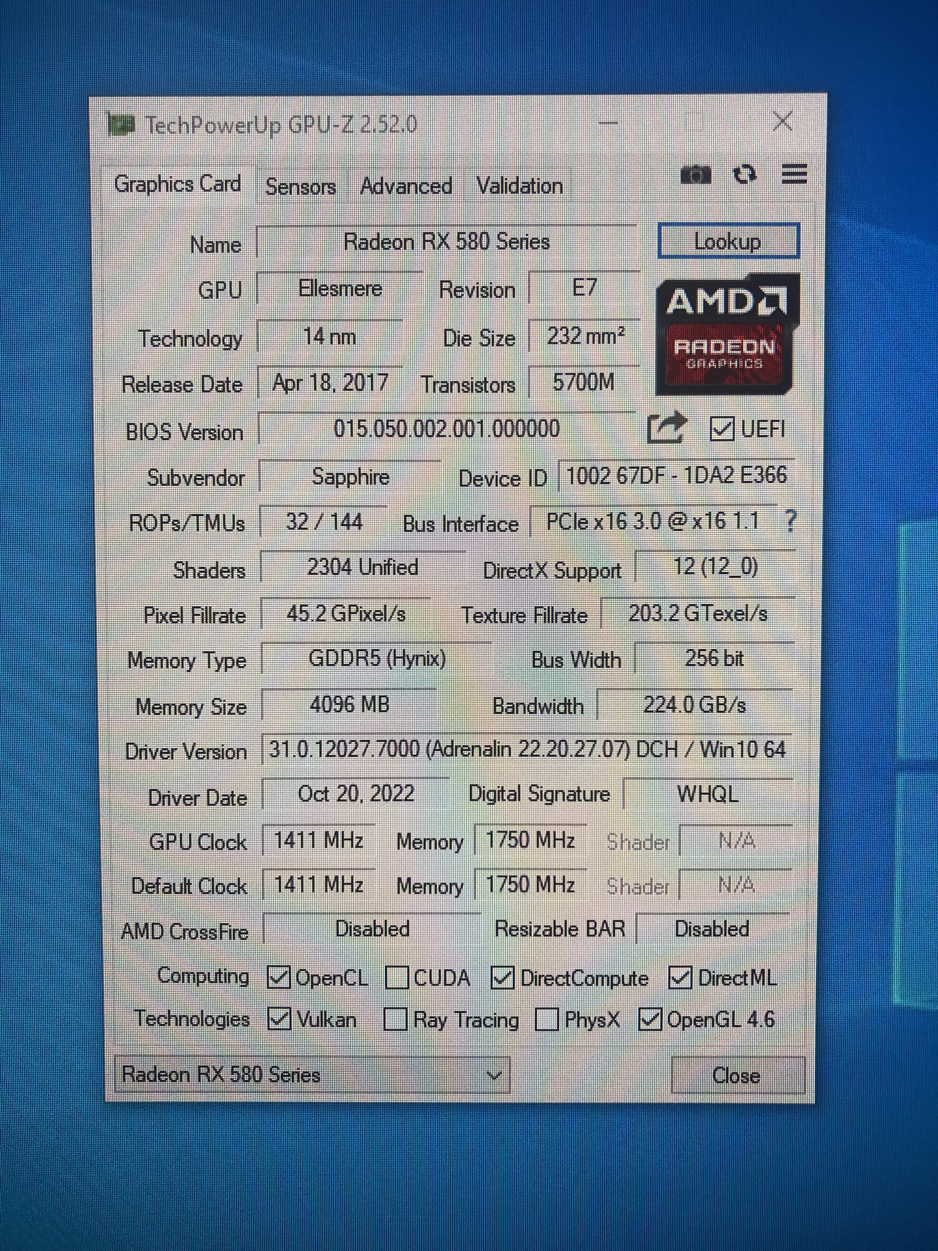 Rx580 best sale gpu z