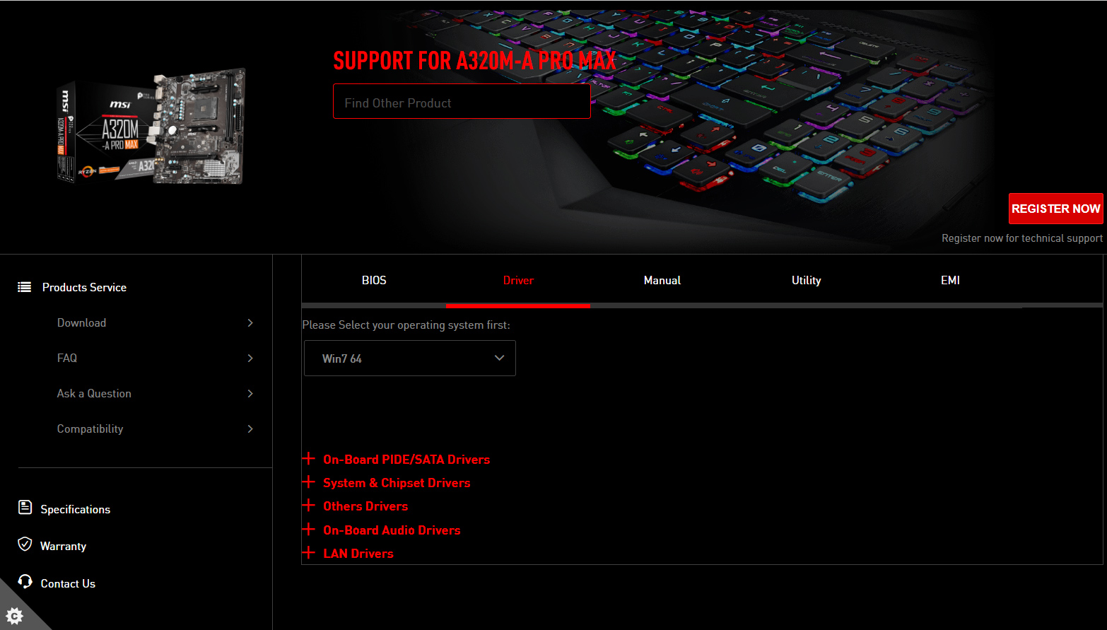 Msi a320 pro online max drivers