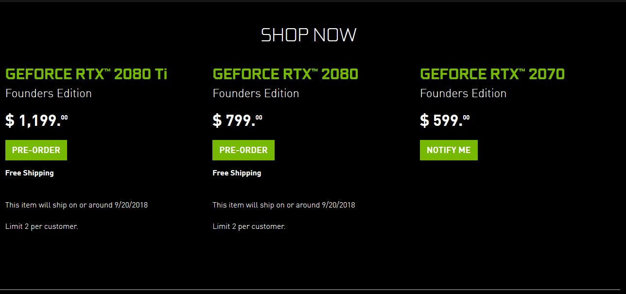 NVIDIA GeForce RTX Pricing Founders 