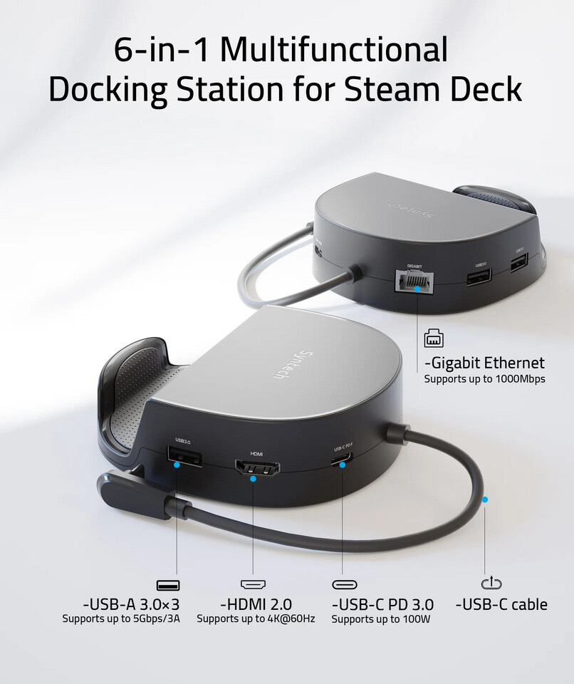 Syntech 6 in-1 Docking Station for Steam Deck is also compatible