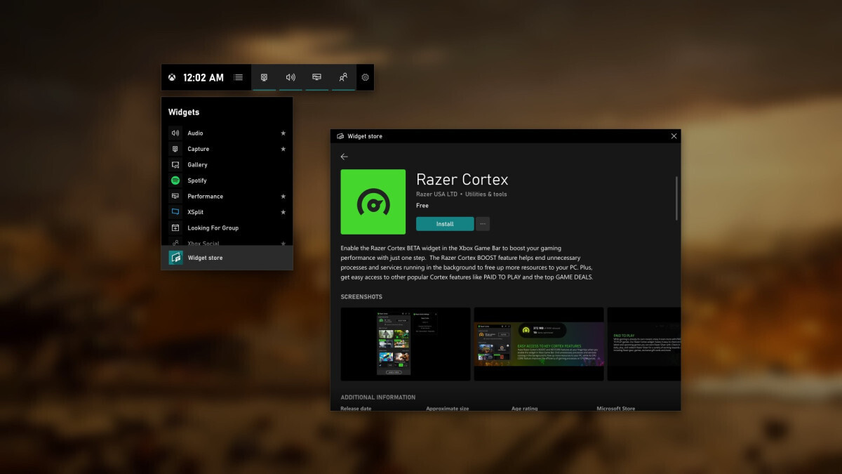 Xbox Game Bar's new widgets link to apps like XSplit