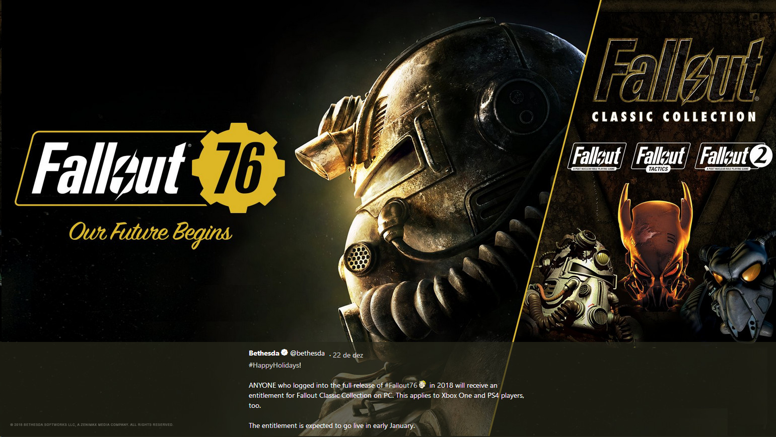 Bethesda Is Feeling Generous Or The Apology 2018 Fallout 76 Players To Receive Fallout Classic