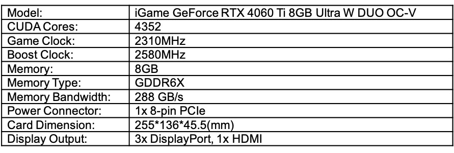 Colorful-Product-Colorful GeForce RTX 4060 Ti NB DUO 8GB-V