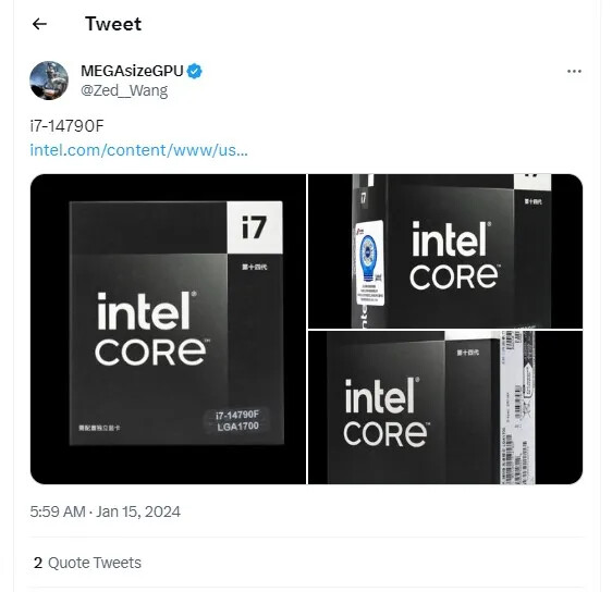 Intel Core i7-14790F Black Edition CPU Packs 16 Cores, 24