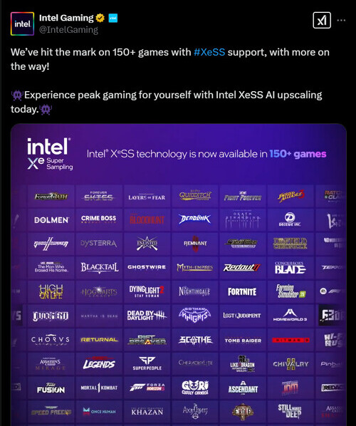 Intel Celebrates XeSS Support Reaching 150+ Games Titles