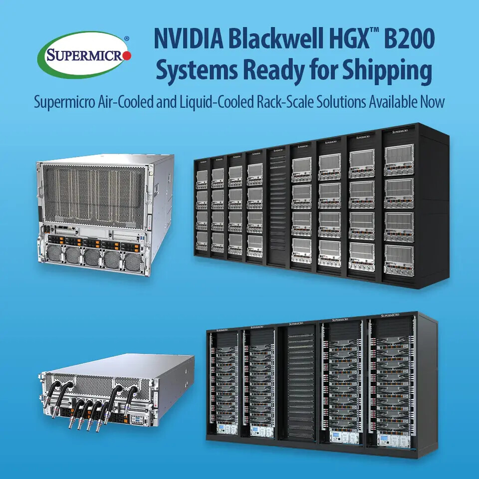 (PR) Supermicro Ramps Full Production of NVIDIA Blackwell Rack-Scale Solutions With NVIDIA HGX B200