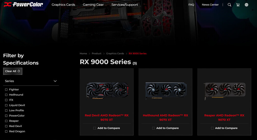 Witryna PowerColor zaktualizowana z Radeon Rx 9070 XT Hellhound & Reaper Modele