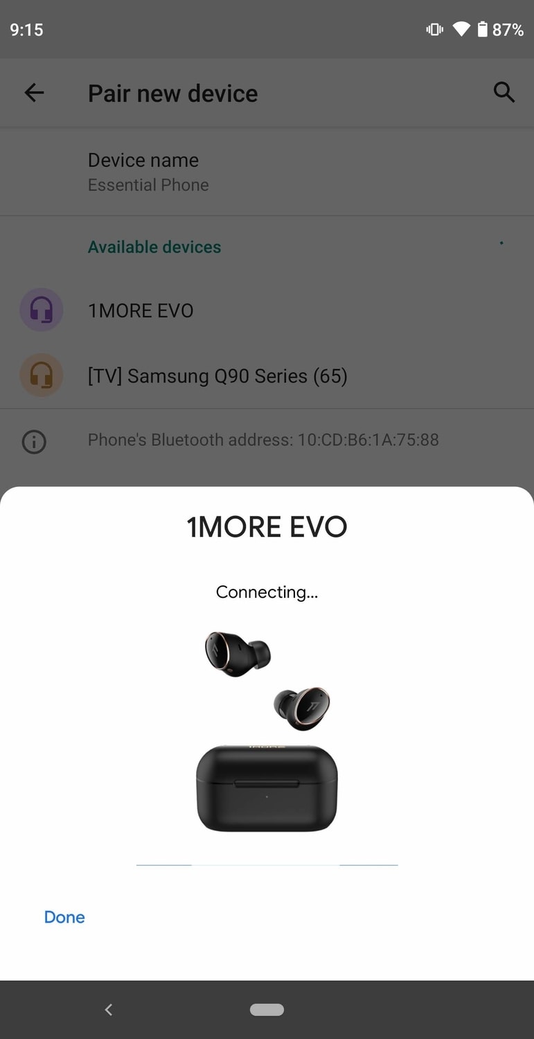 1MORE Evo True Wireless Active Noise Canceling Headphones Black