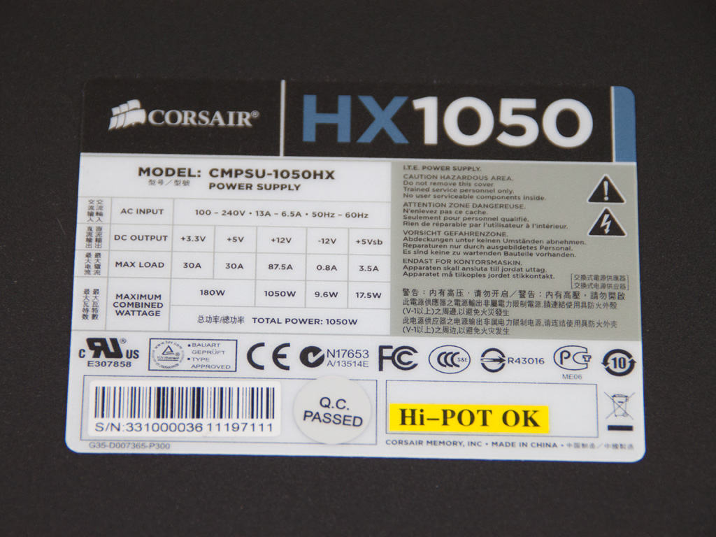 Corsair Professional Series HX1050 Review - Packaging, Contents ...