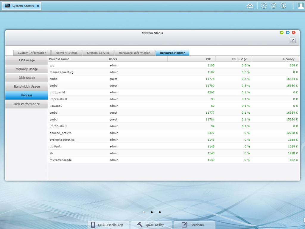 qnap web monitor